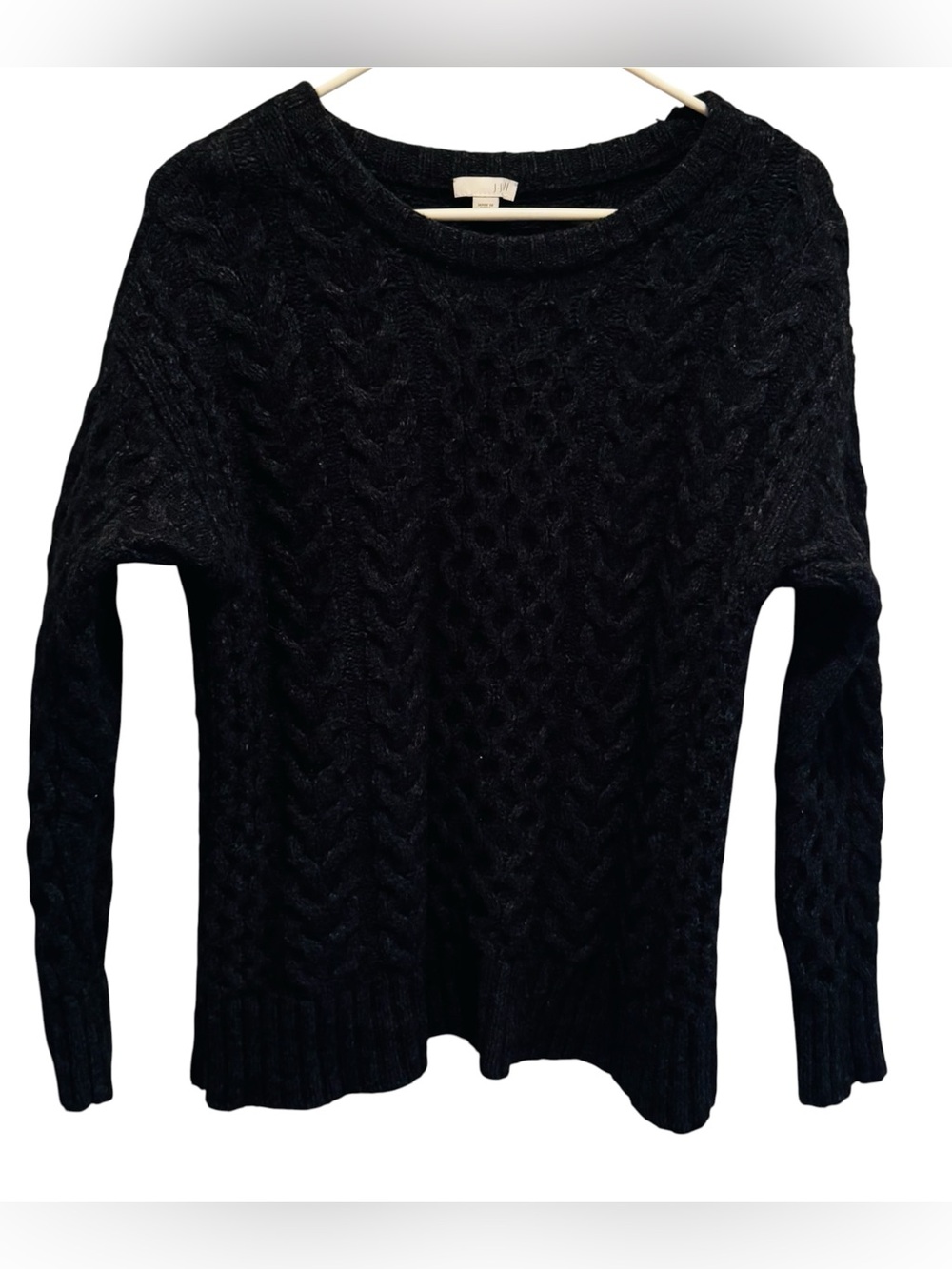 J. Jill Charcoal Gray 75% Lambs Wool 25% Nylon Long Sleeve Cable Knit Sweater XS